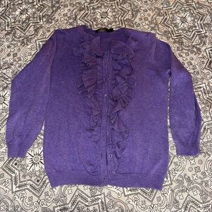 The Limited Violet Ruffle Cardigan